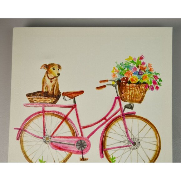 Jin Jing Dog on Bicycle Bike Canvas Print Textured - Picture 2 of 5